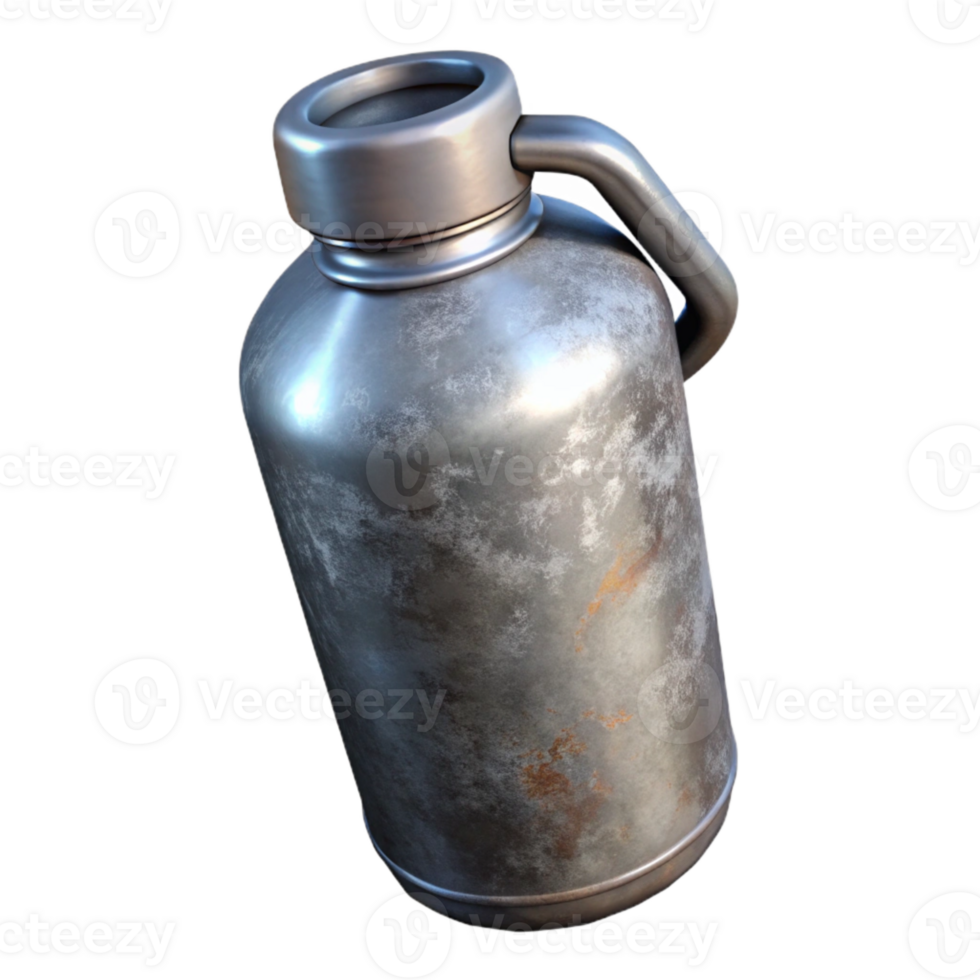elegant abstract Water Bottle Metal Grey Cutout Transparent Background professional png