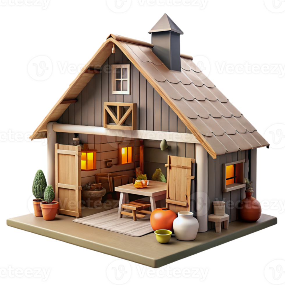 impressive contemporary Farmhouse Interior Cutout with Rustic Decor exclusive png