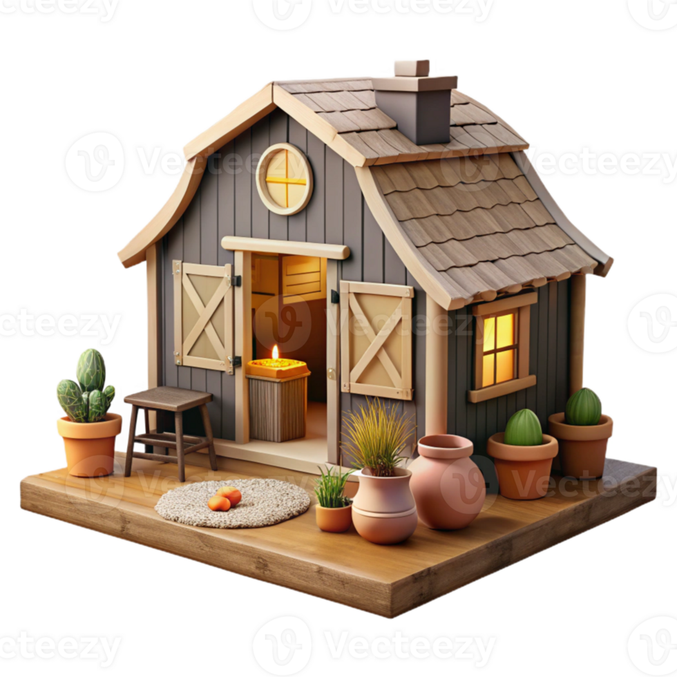 dramatic artistic Farmhouse Interior Cutout with Rustic Decor exclusive png