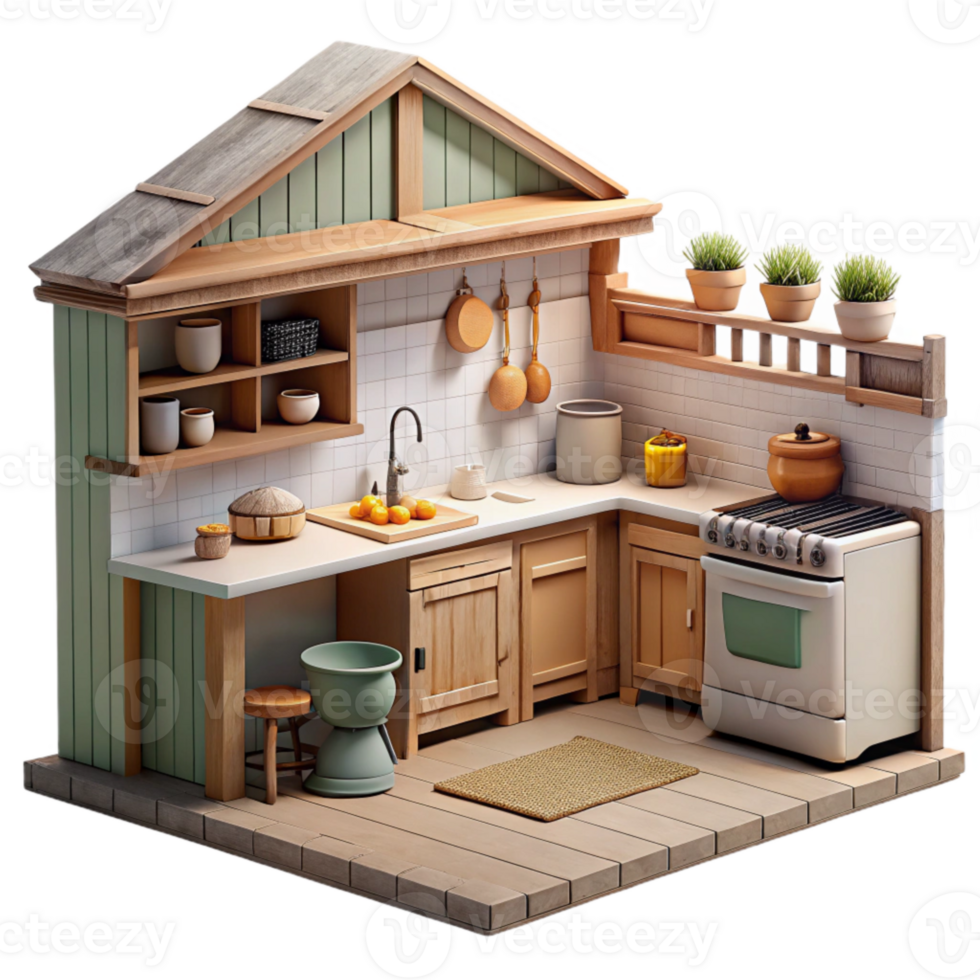 magnificent artistic Farmhouse Kitchen Transparent Background with Rustic Decor high quality png