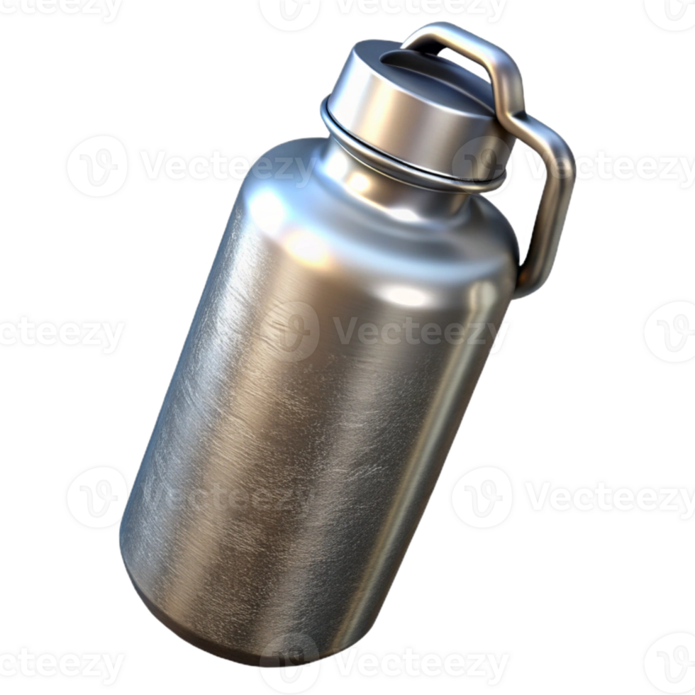 beautiful artistic Water Bottle Stainless Steel Silver Cutout professional png