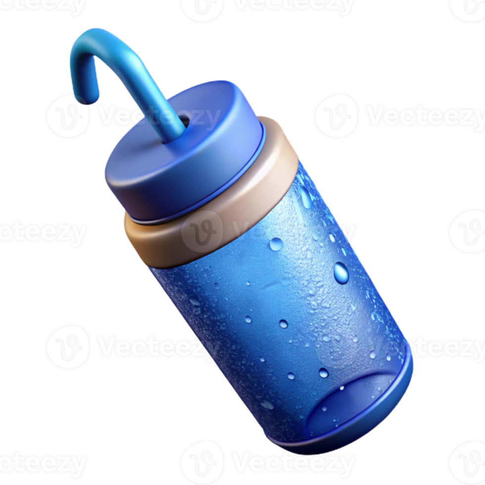 extraordinary classic Water Bottle with Straw Blue Cutout Transparent Background genuine png