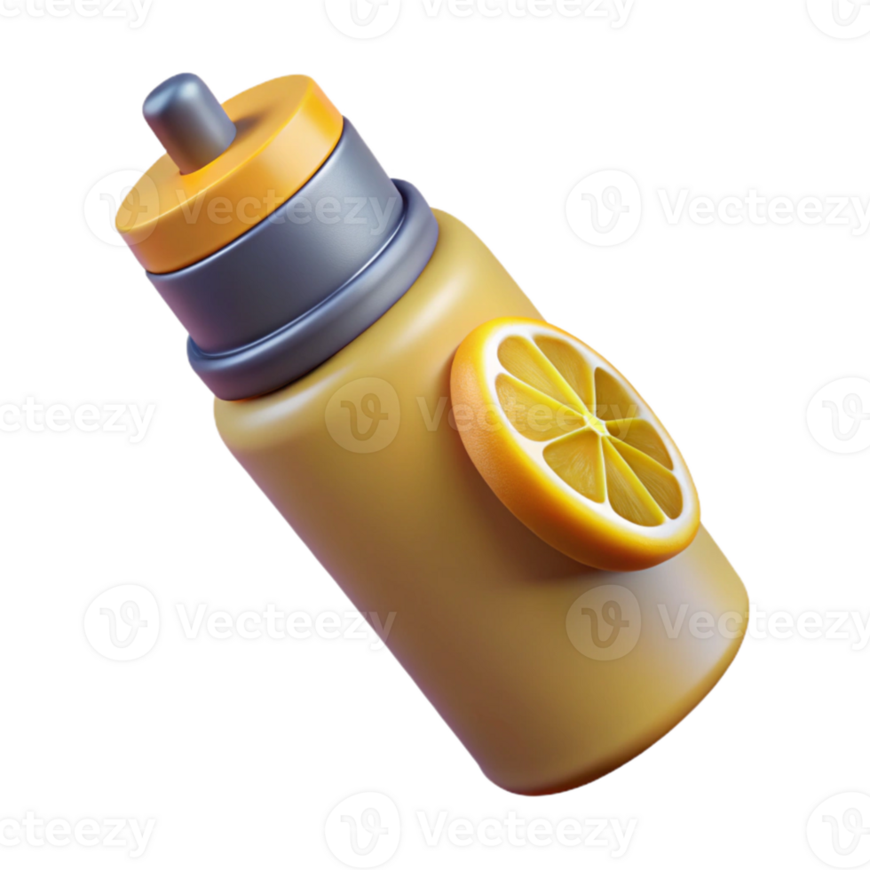 beautiful modern Water Bottle with Lemon Wedge Transparent Background genuine png