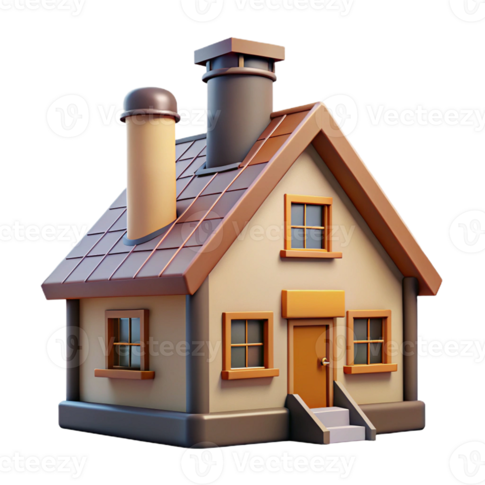 wonderful modern Farmhouse with Chimney Transparent high quality png