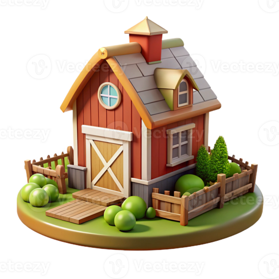 extraordinary rustic Farmhouse with Garden Isolated Element professional png