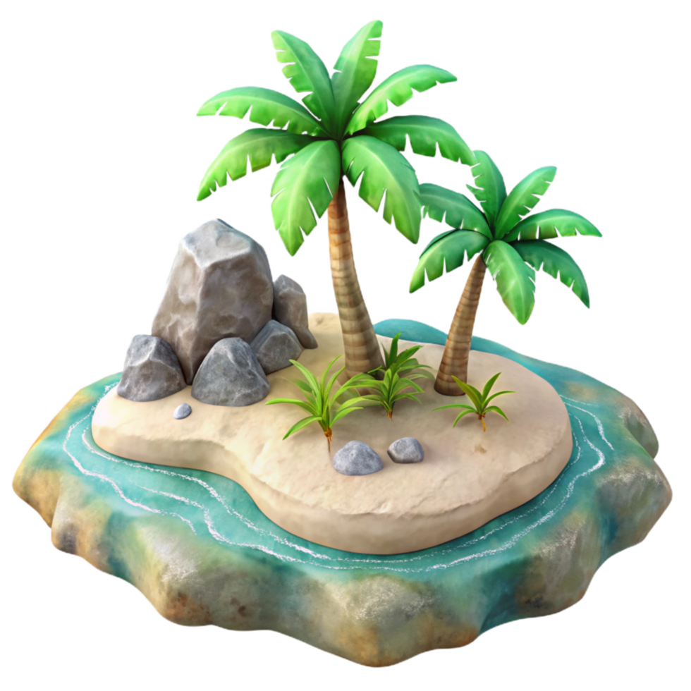 impressive abstract Watercolor Painting of Tropical Island Cutout genuine png