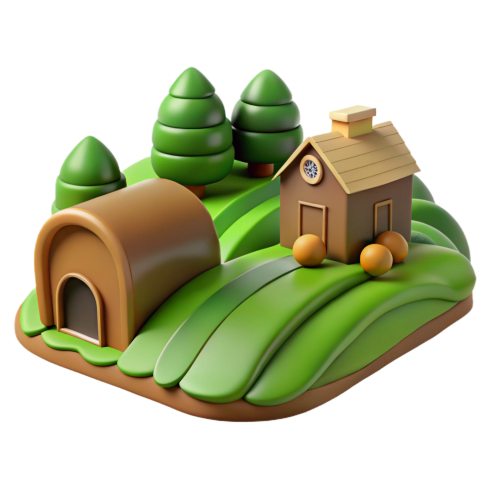 Farm Landscape with Rolling Hills Green and Brown Transparent png