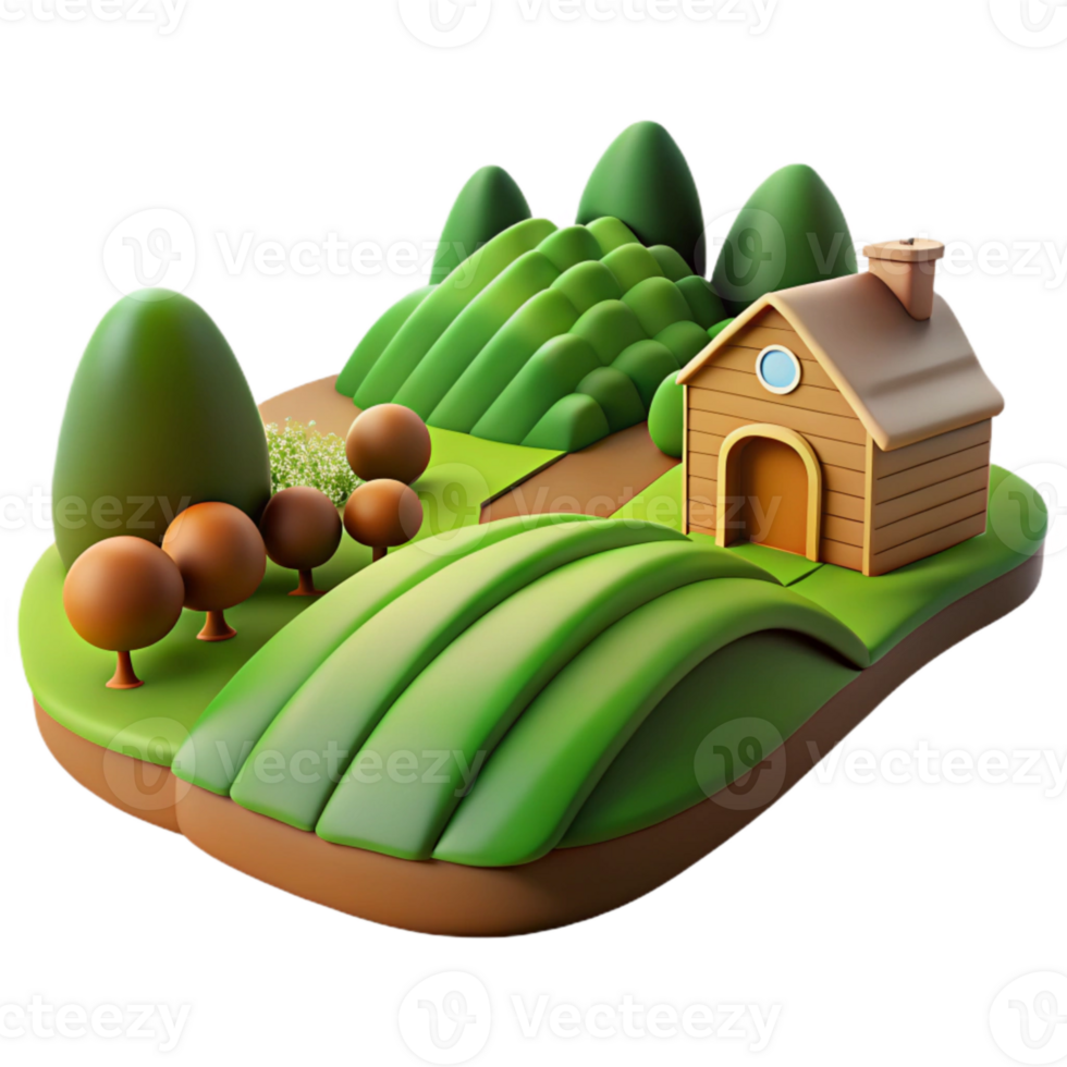 extraordinary contemporary Farm Landscape with Rolling Hills Green and Brown Transparent exclusive png