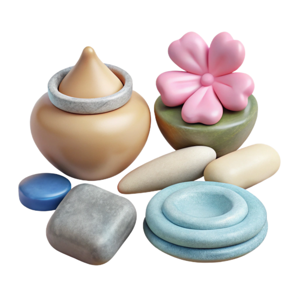 beautiful rustic Watercolor Spa Icons Set Cutout detailed png