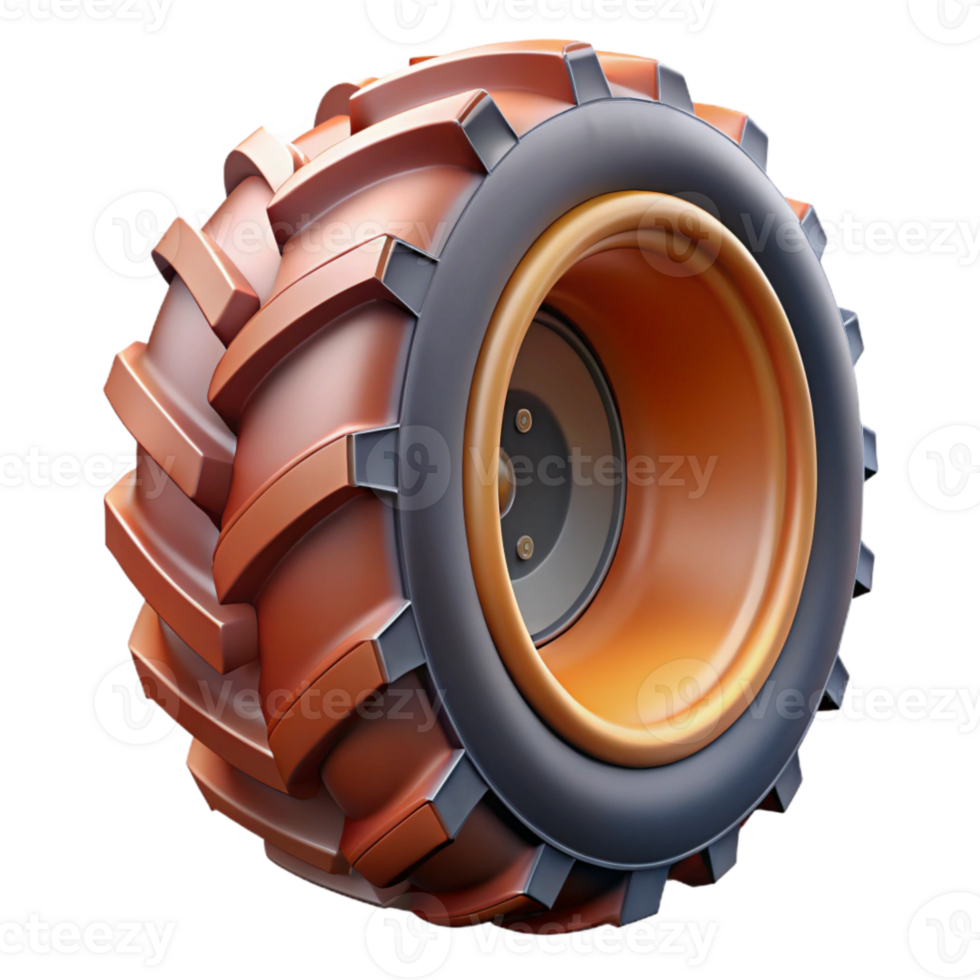 serene vintage Farm Tractor Tire Isolated with Realistic Tread professional png