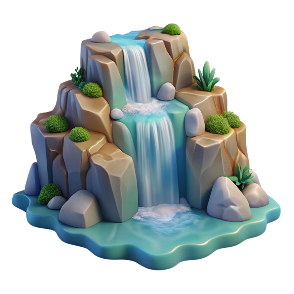 dramatic minimalist Waterfall Cascading Down Rocks Transparent Cutout professional png
