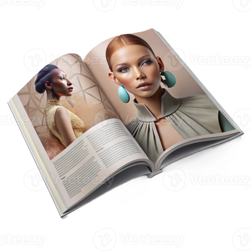 magnificent minimalist Fashion Editorial Layout Magazine Spread Transparent Background high quality png