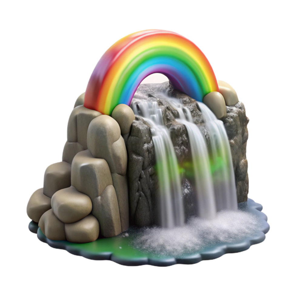 stunning vintage Waterfall with Rainbow in Mist Isolated authentic png