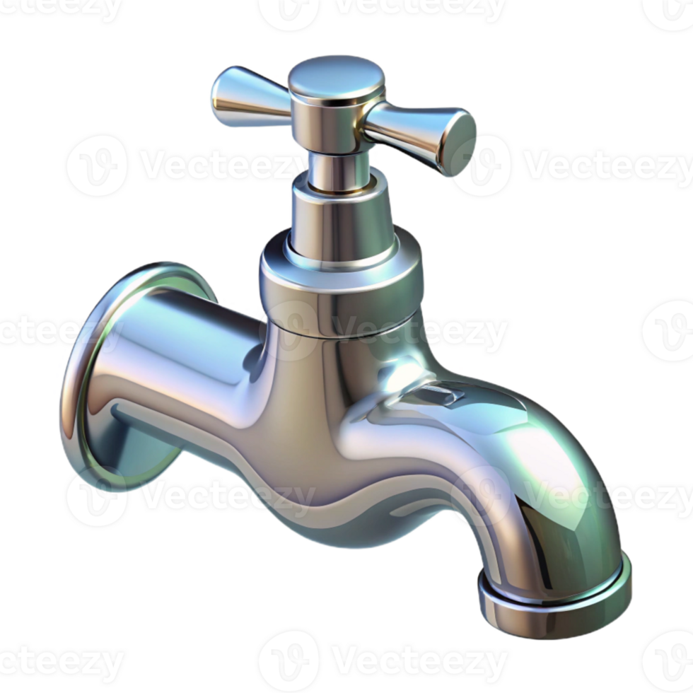 dramatic abstract Water Faucet Chrome Angled View Transparent Background original png