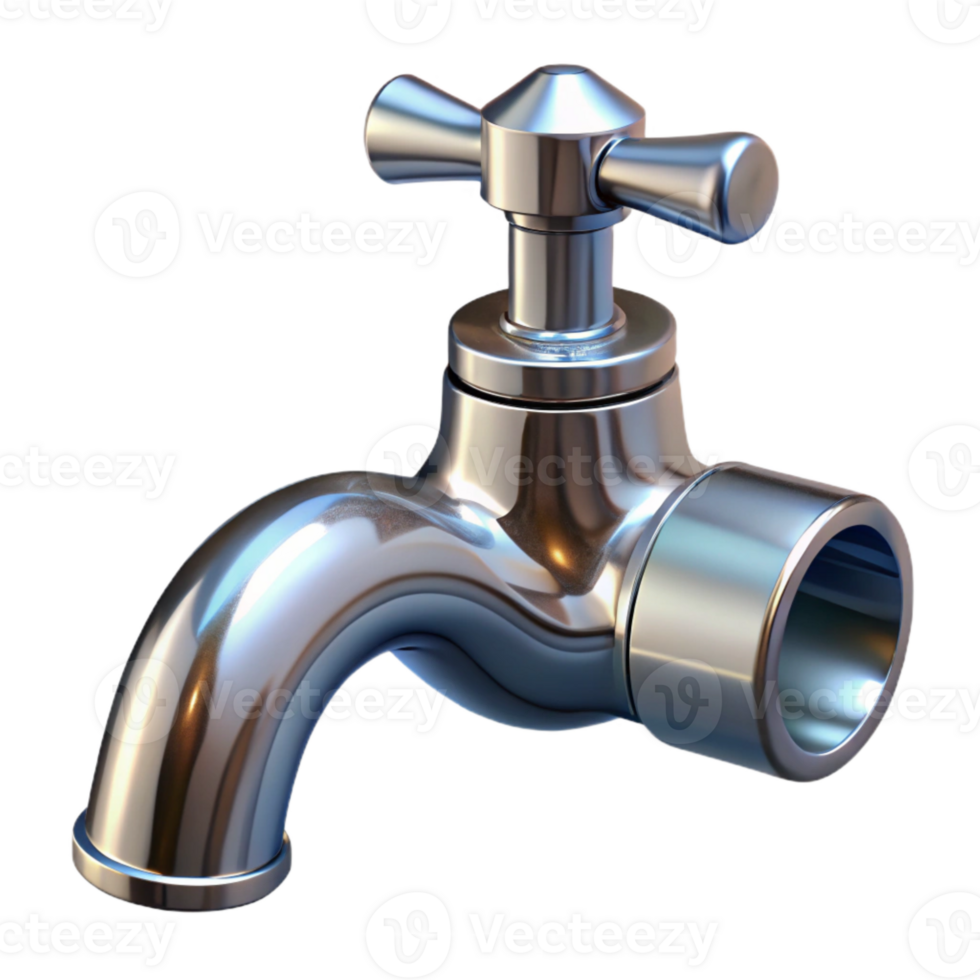 vibrant traditional Water Faucet Chrome Angled View Transparent Background detailed png