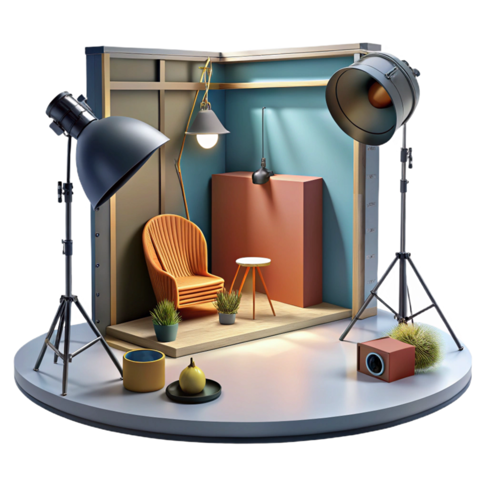 wonderful creative Fashion Photography Lighting Studio Setup Isolated premium png