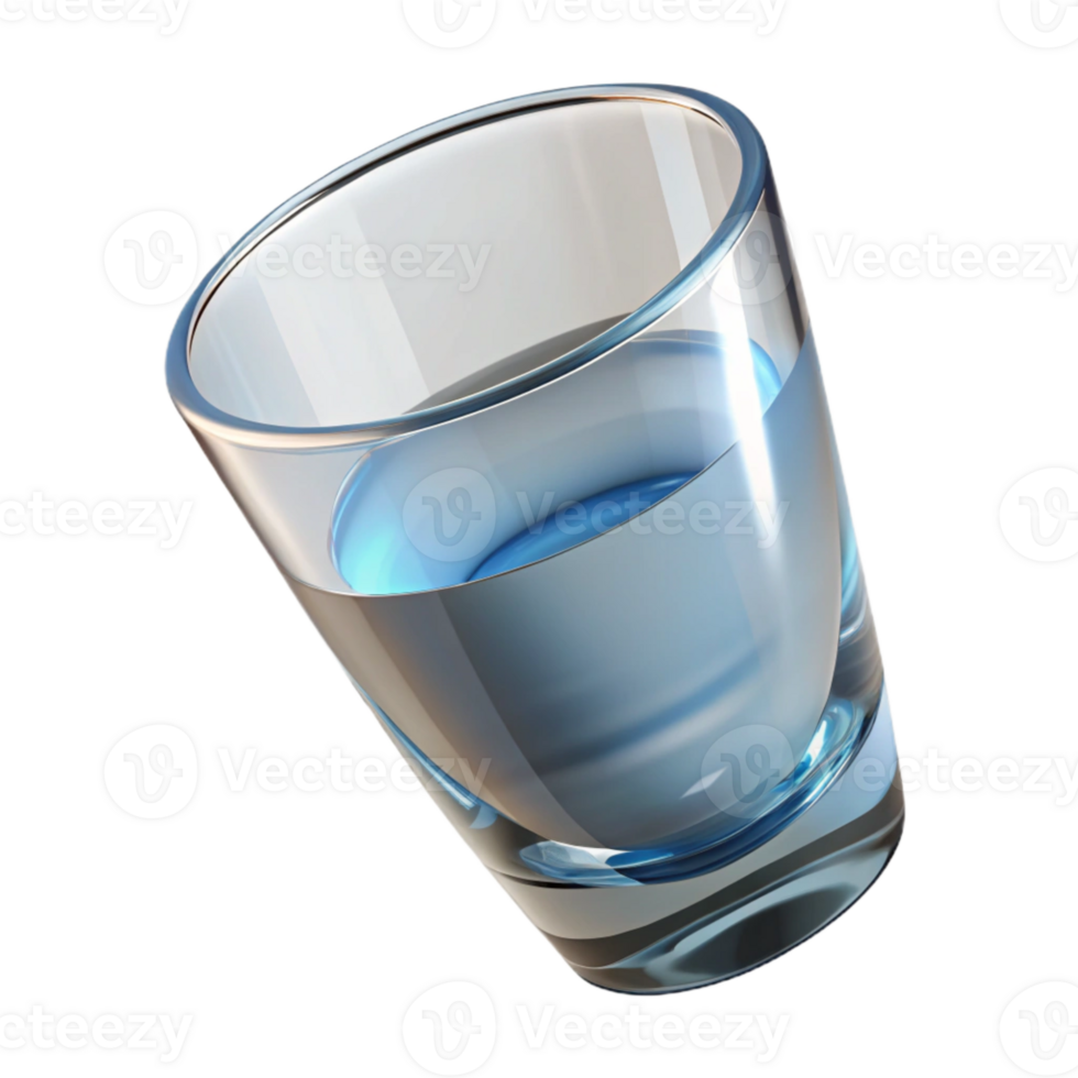 beautiful minimalist Water Glass Clear Angled View Transparent Background png