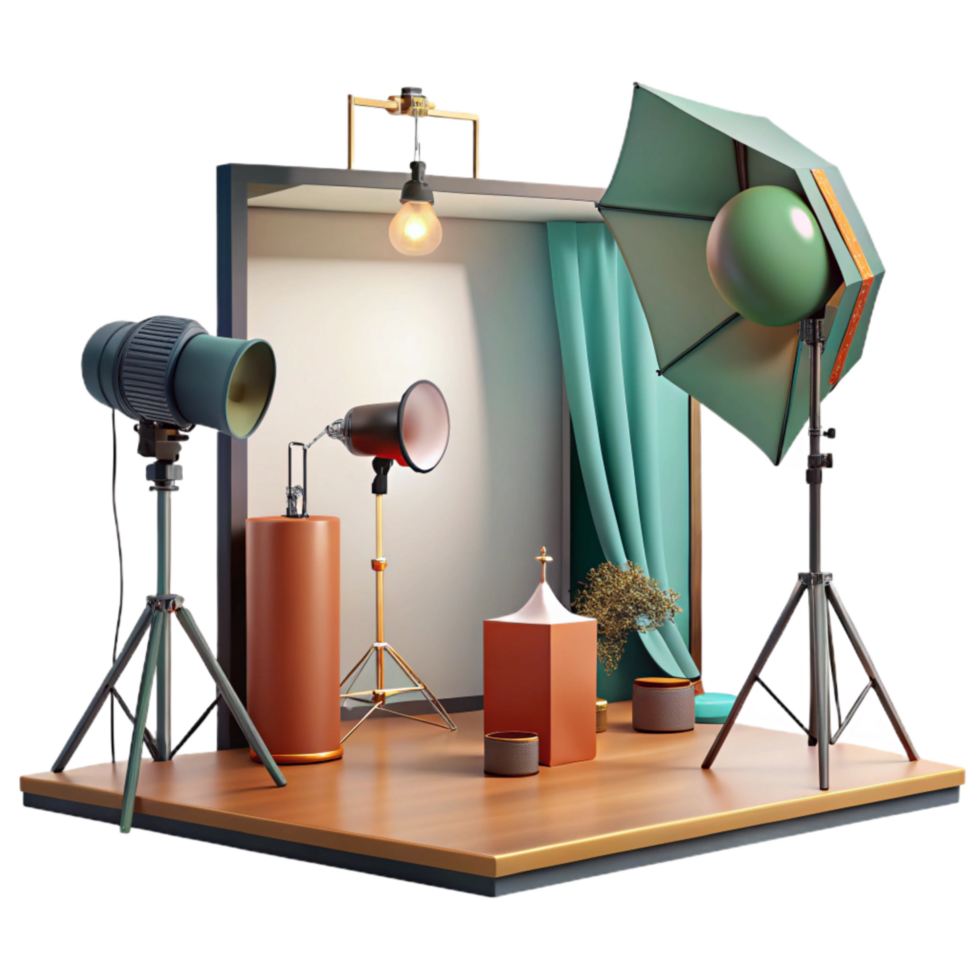 impressive creative Fashion Photography Lighting Studio Setup Isolated authentic png