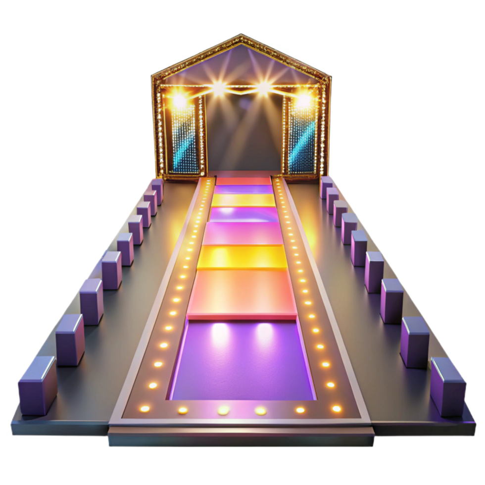 dramatic creative Fashion Show Runway with Bright Lights Cutout detailed png