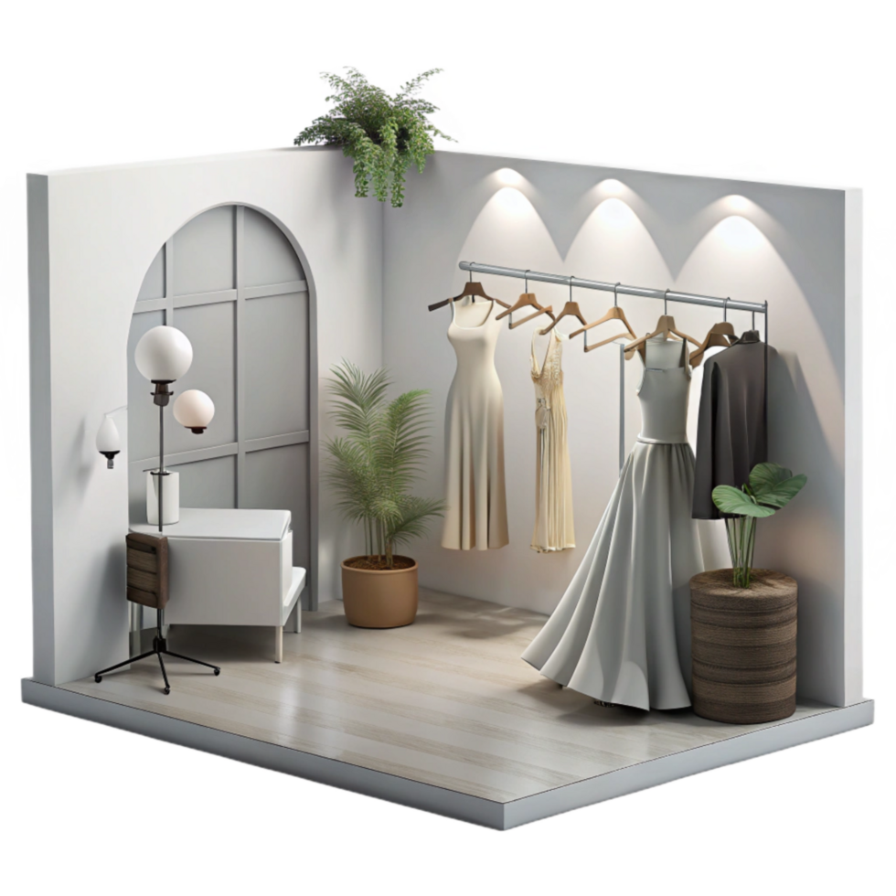 dramatic creative Fashion Studio with White Backdrop Transparent Background exclusive png