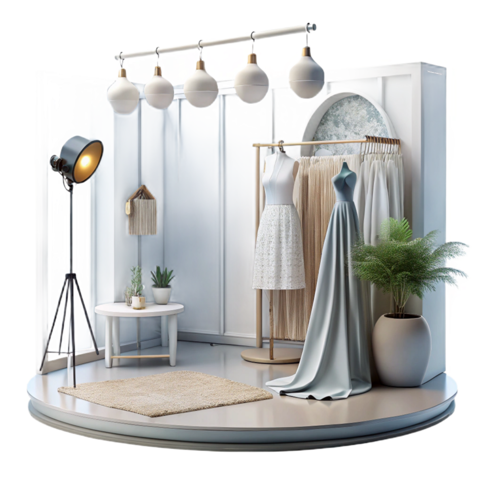 extraordinary artistic Fashion Studio with White Backdrop Transparent Background high quality png