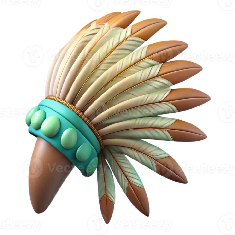 vibrant creative Feathered Headdress Side View with Transparent Background high resolution png