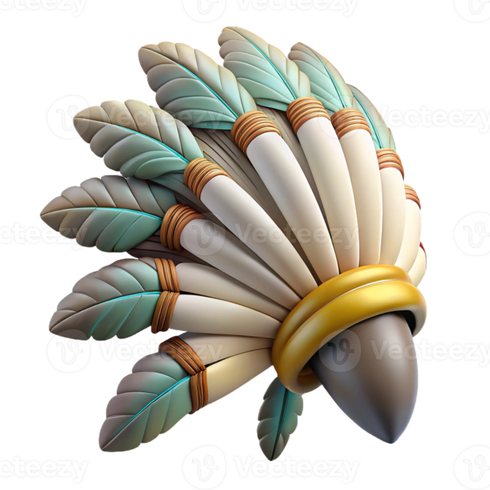 extraordinary minimalist Feathered Headdress Side View with Transparent Background authentic png