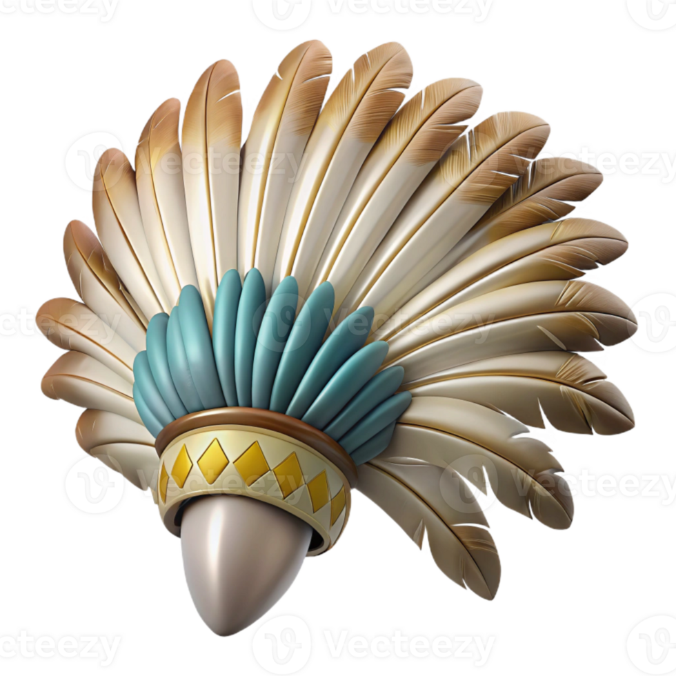 magnificent abstract Feathered Headdress Top View with Transparent Background detailed png