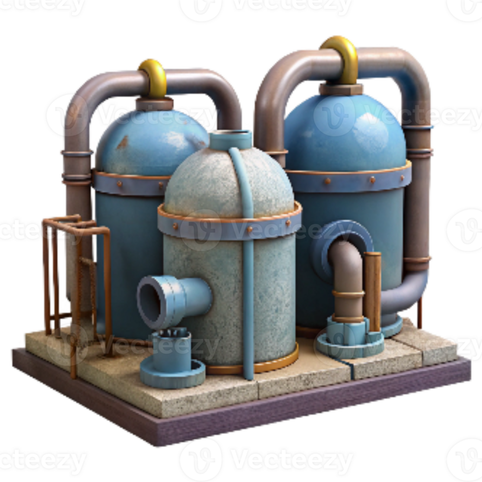 impressive creative Water Treatment Plant Pipes and Tanks Cutout professional png