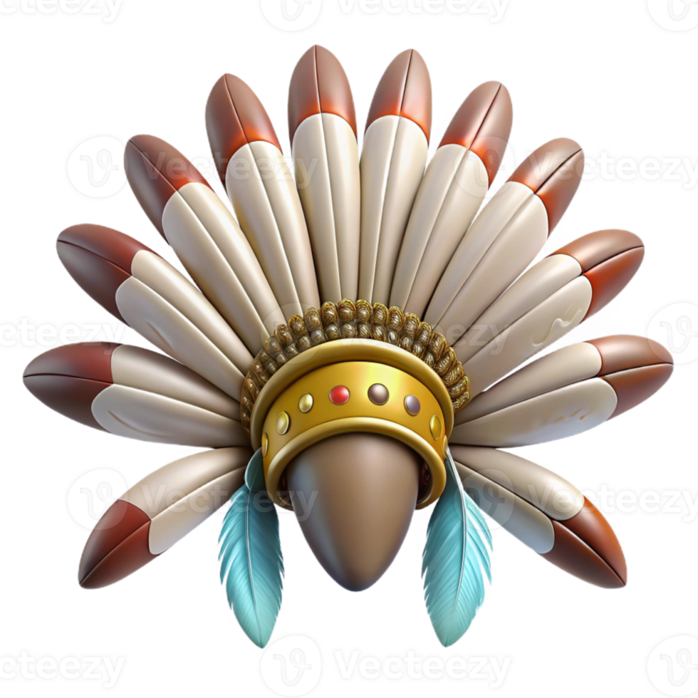 elegant creative Feathered Headdress with Eagle Feathers Cutout png