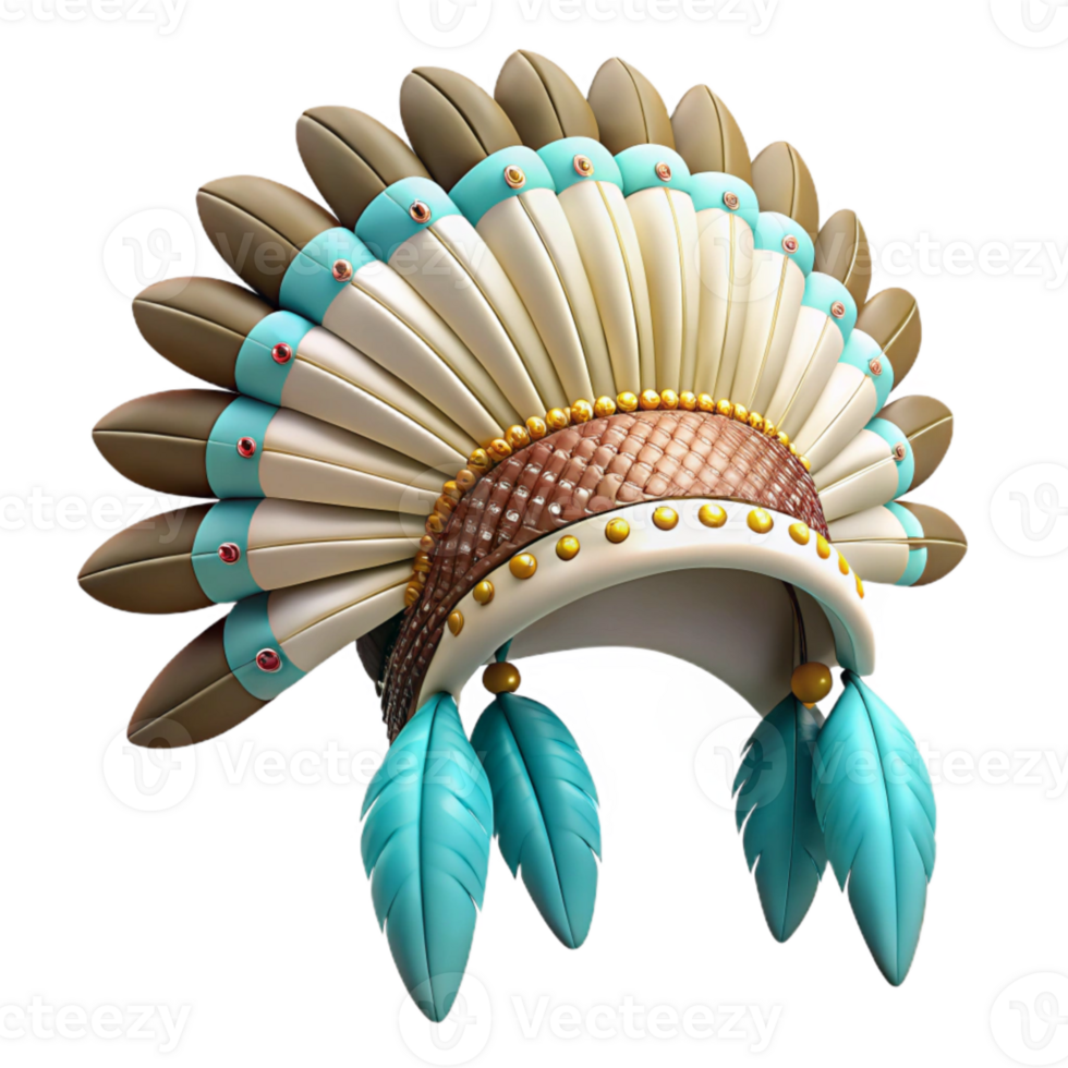 magnificent abstract Feathered Headdress with Beaded Fringe Cutout png