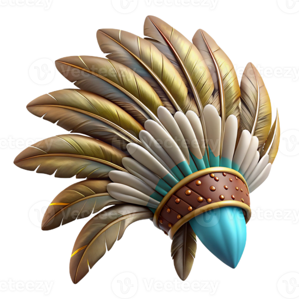 wonderful minimalist Feathered Headdress with Long Feathers Cutout png