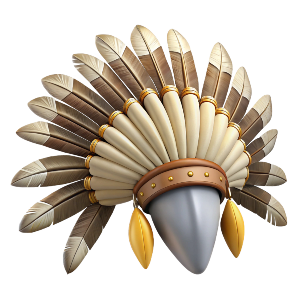 impressive modern Feathered Headdress with Eagle Feathers Cutout detailed png