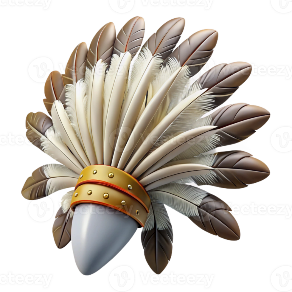 magnificent abstract Feathered Headdress with Long Feathers Cutout authentic png