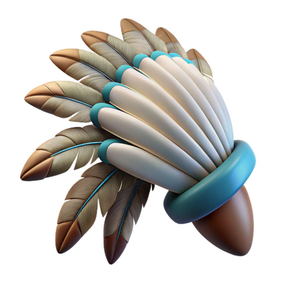 dramatic artistic Feather Headdress Profile View Transparent Background detailed png