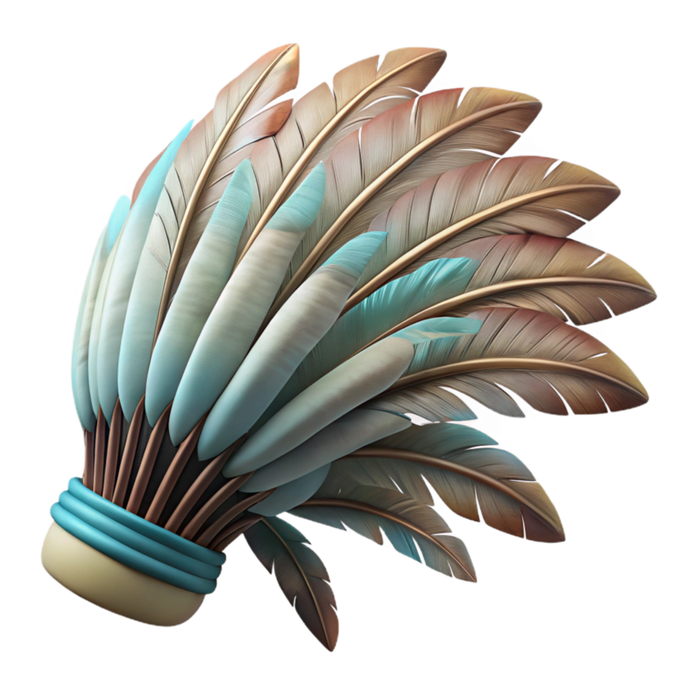 impressive modern Feather Headdress Profile View Transparent Background detailed png