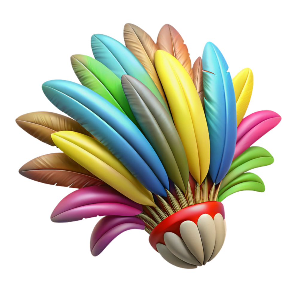 serene vintage Feather Headdress with Brightly Colored Feathers Cutout authentic png