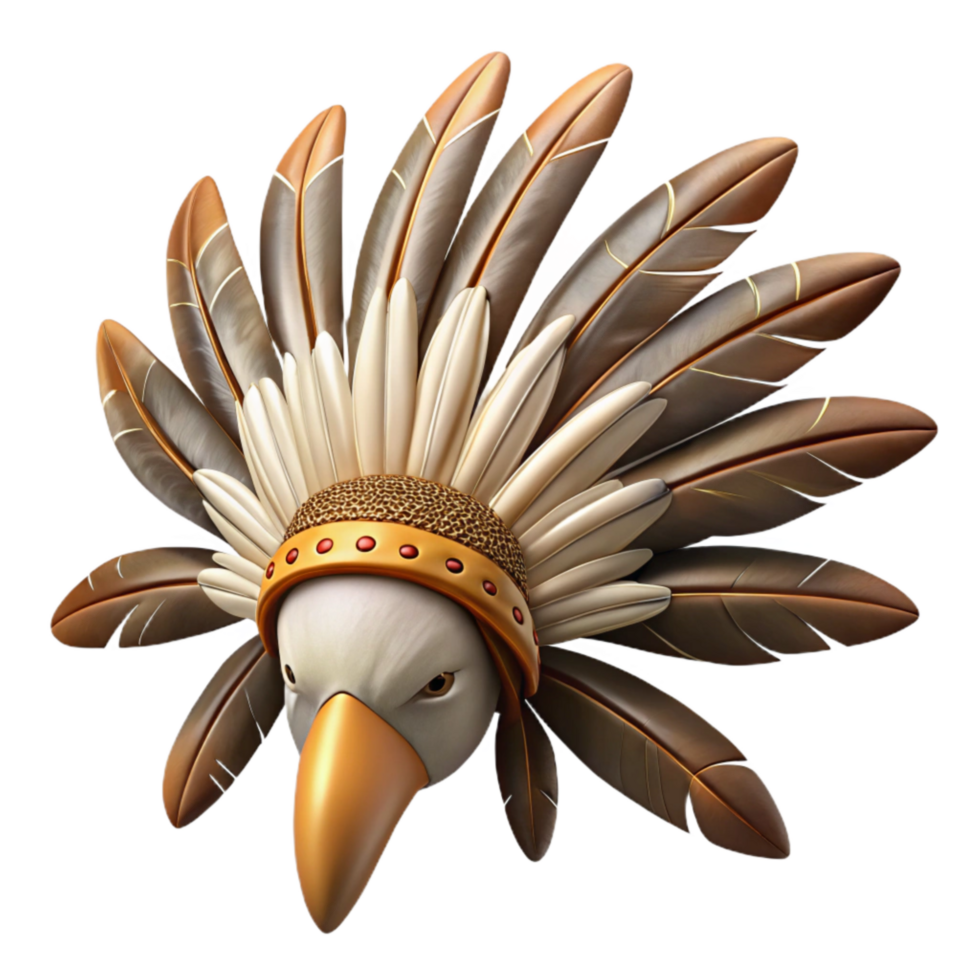 elegant minimalist Feather Headdress with Eagle and Hawk Feathers Cutout genuine png