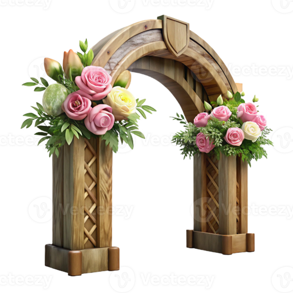 beautiful creative Wedding Arch Rustic Wood Floral Arrangements Cutout high resolution png