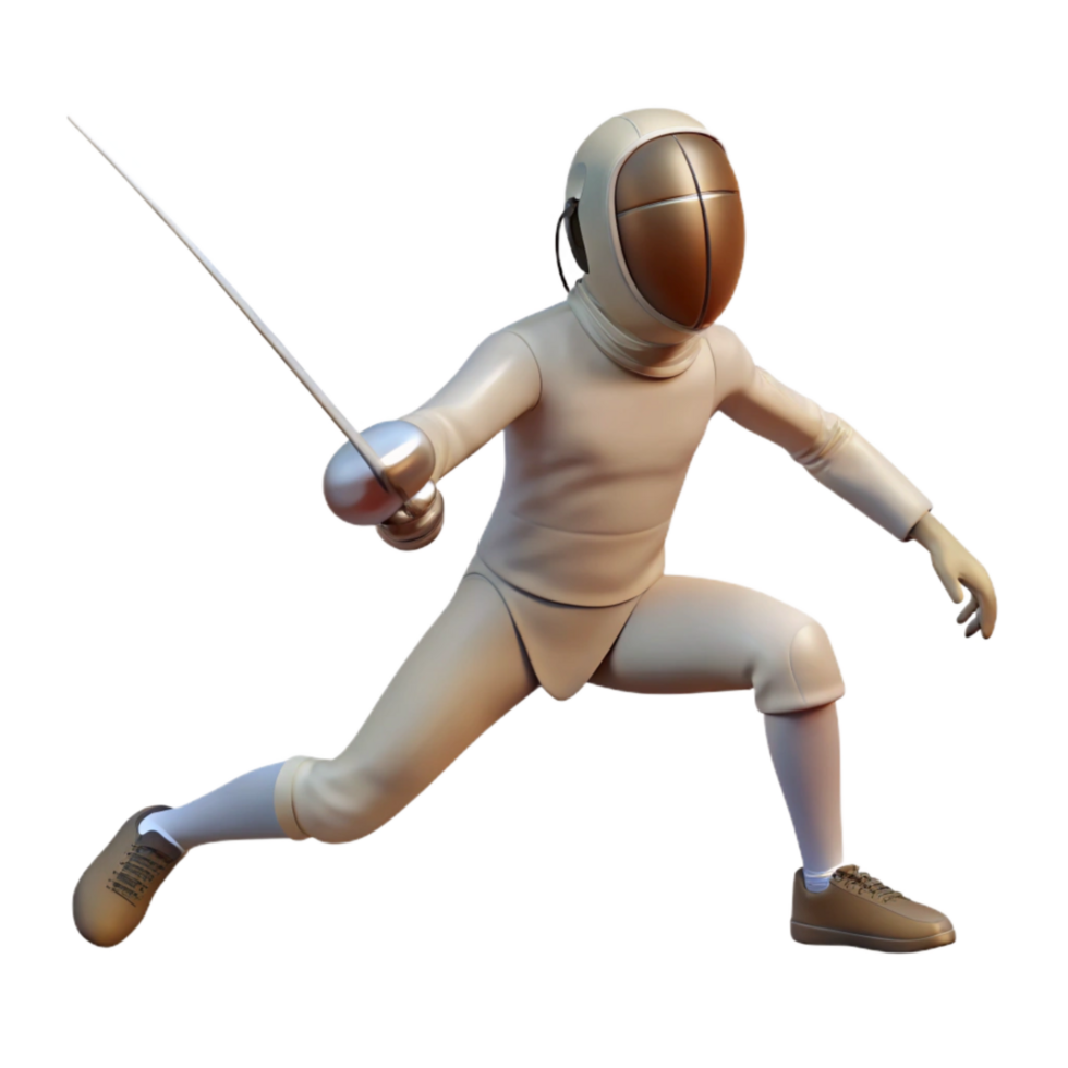 dramatic modern Fencer in Action Lunging Forward Isolated Cutout png