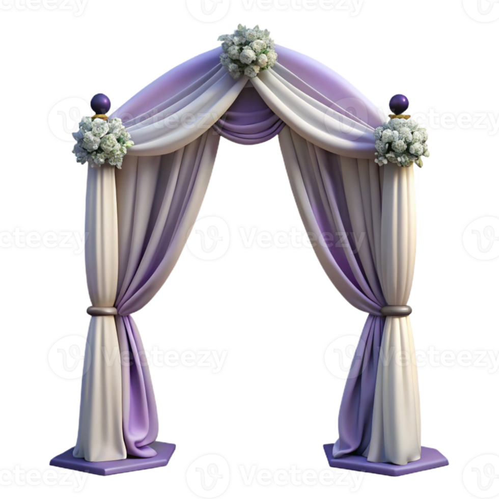 elegant rustic Wedding Arch with Sheer Curtains Isolated exclusive png