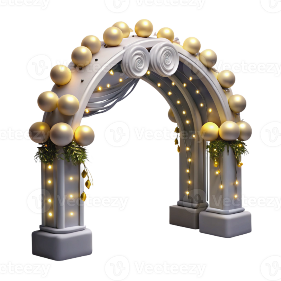magnificent vintage Wedding Arch with Twinkling Lights Isolated genuine png