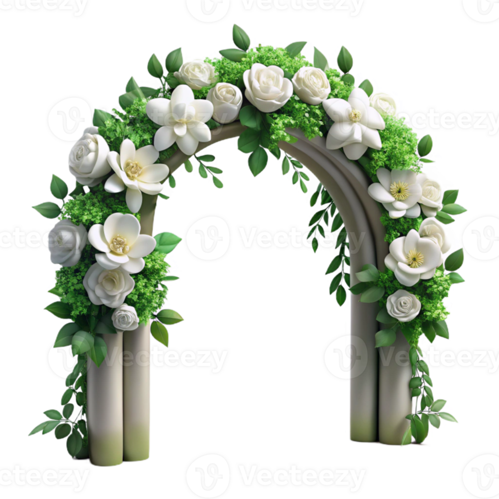 dramatic abstract Wedding Arch with White Drapery Isolated on Transparent Background professional png