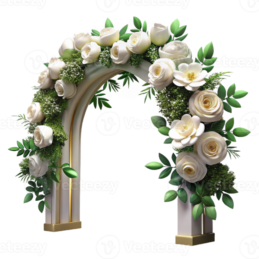 extraordinary classic Wedding Arch with White Drapery Isolated on Transparent Background authentic png