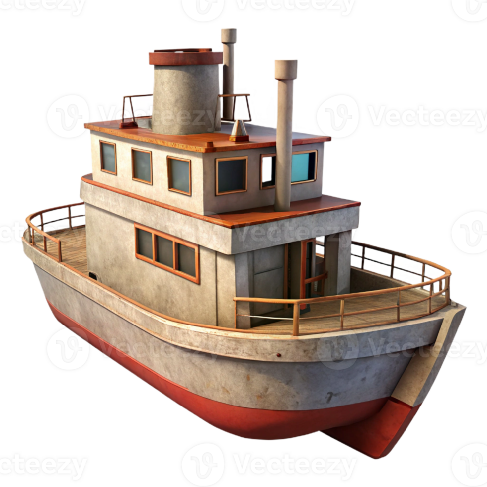 vibrant minimalist Ferry Boat Side View Isolated Element high resolution png