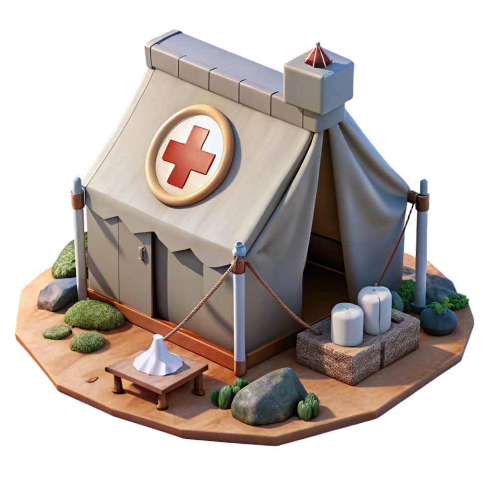 serene rustic Field Hospital After Disaster White Tent Visible Cutout high resolution png