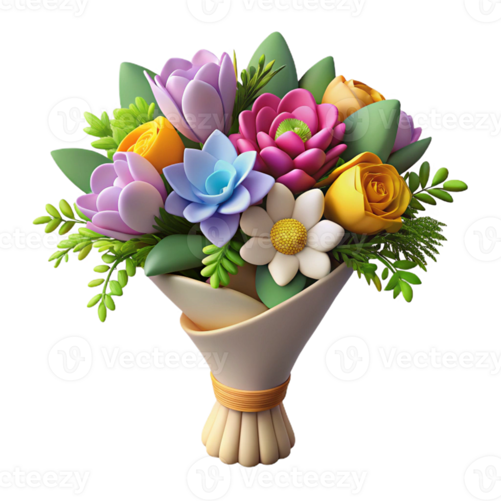 dramatic artistic Wedding Bouquet with Colorful Wildflowers Cutout Transparent Background high quality png