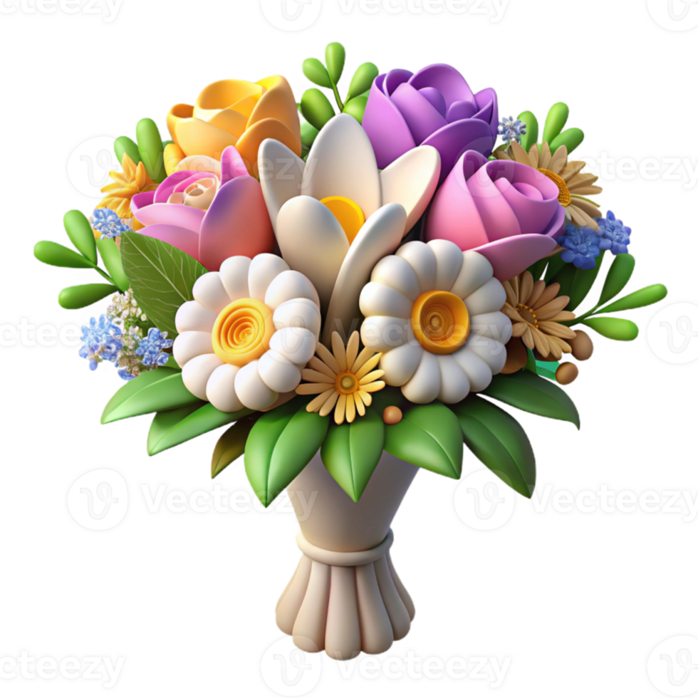 stunning contemporary Wedding Bouquet with Colorful Wildflowers Cutout Transparent Background original png