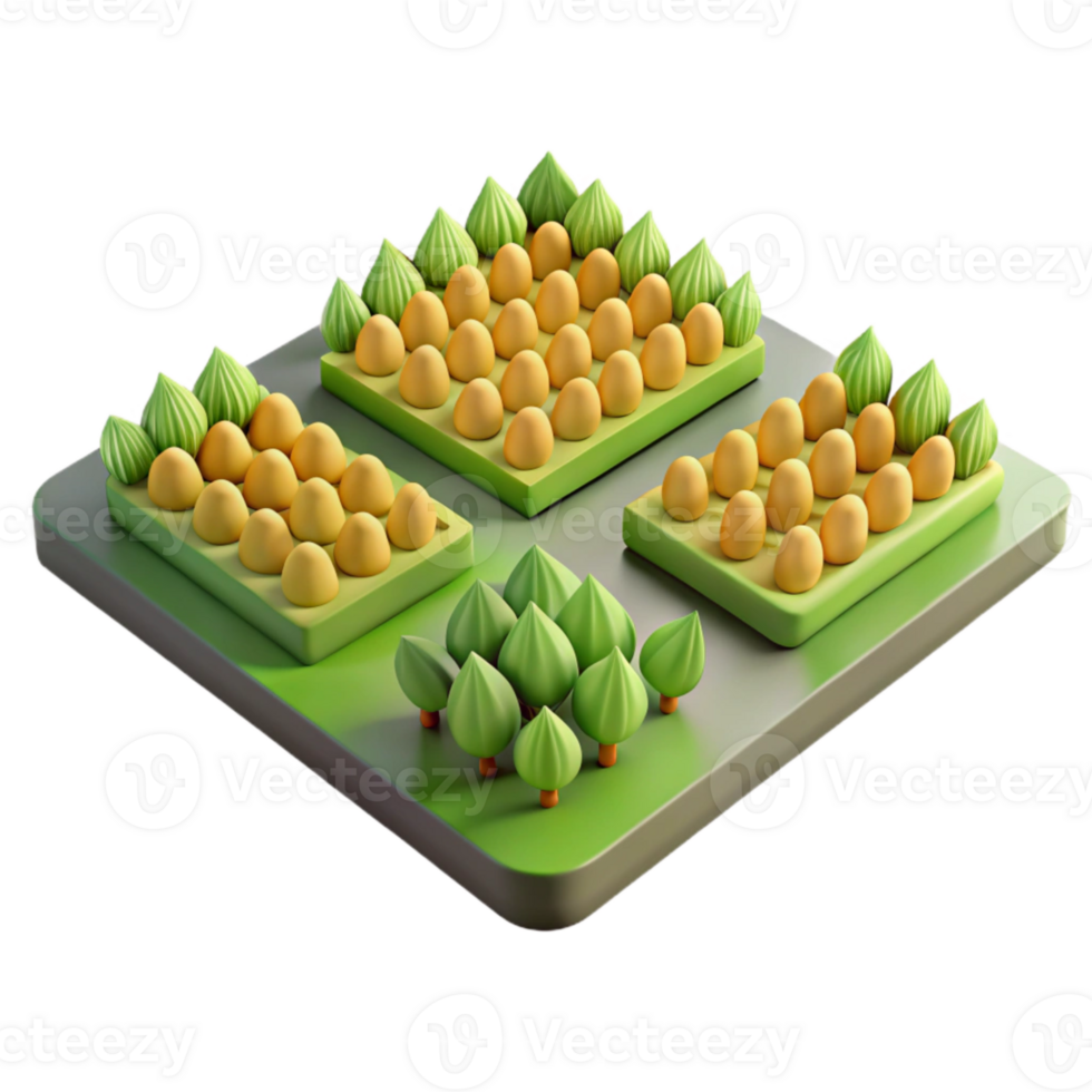 wonderful traditional Field with Rows of Crops Top View Isolated professional png