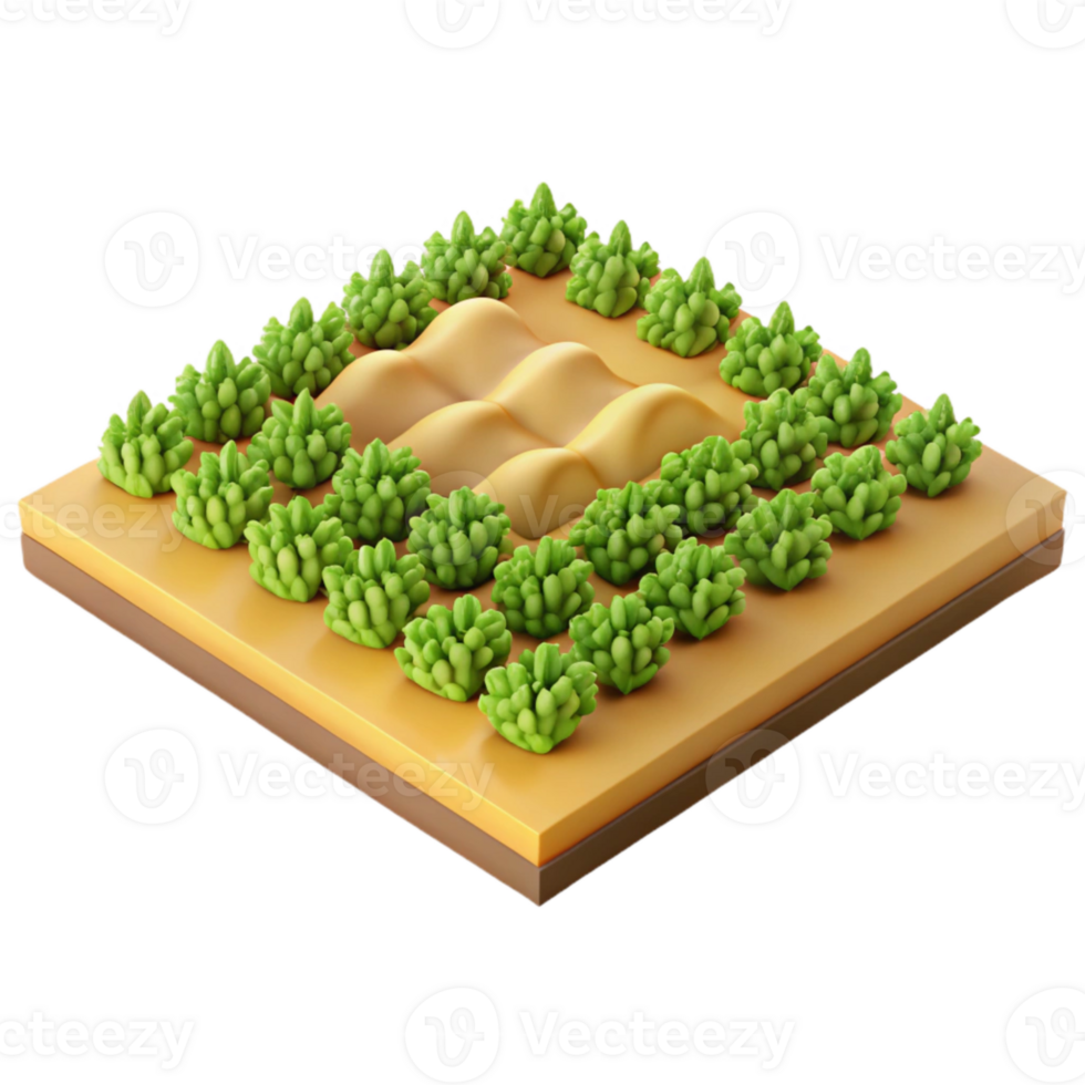 extraordinary artistic Field with Rows of Crops Top View Isolated high resolution png
